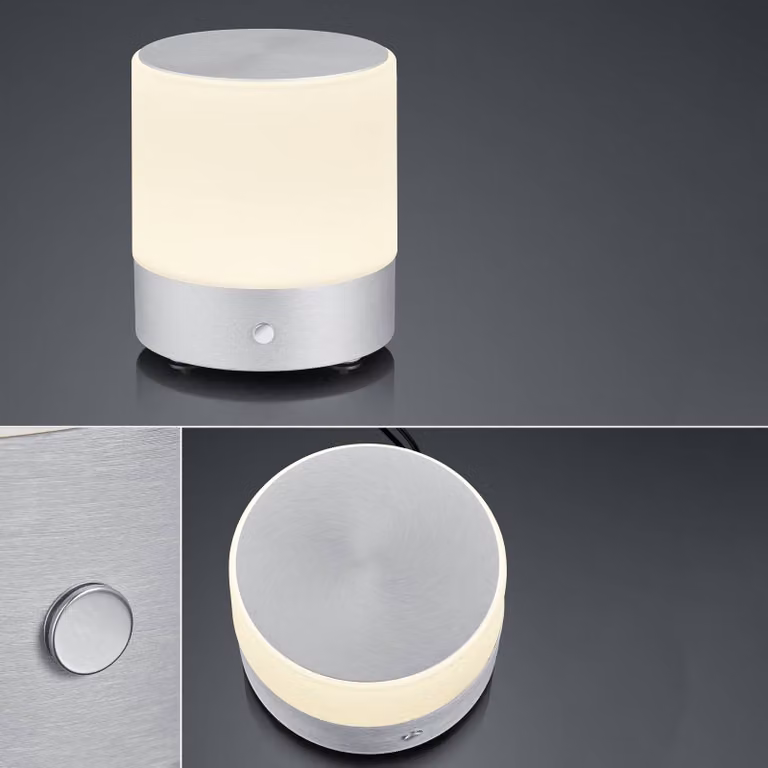 BANKAMP Lampada da tavolo a LED Button, dimmerabile, Alluminio / Grigio / Zincato, Soggiorno / Sala da pranzo, Metallo, Moderno, Lampada da tavolo LED
