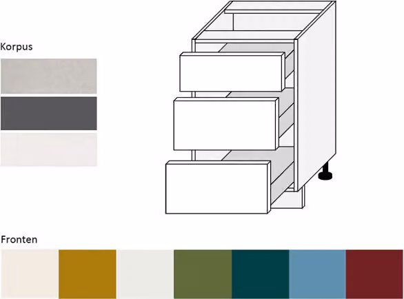 Base per cucina con corpo da 50 cm e frontale laccato colore selezionabile (RI-D3M/50)