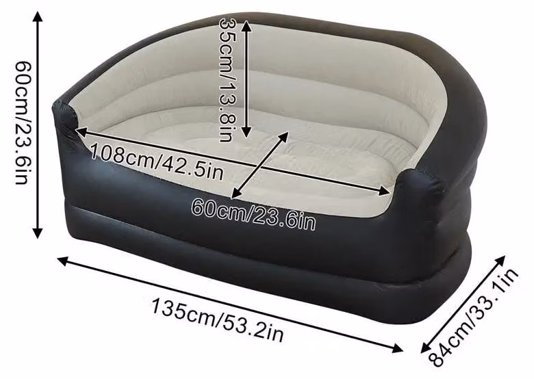 Divano gonfiabile da esterno - 5 in 1: letto gonfiabile/sdraio - Pieghevole - Per adulti - Ideale per spiaggia e campeggio - Colore: marrone
