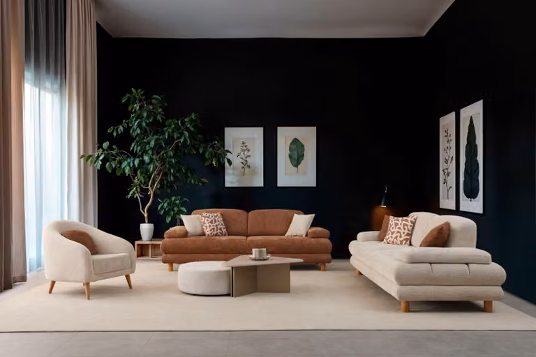 Elegantes Wohnzimmer Set 3+3+1 Sitzer mit hohem Sitzkomfort