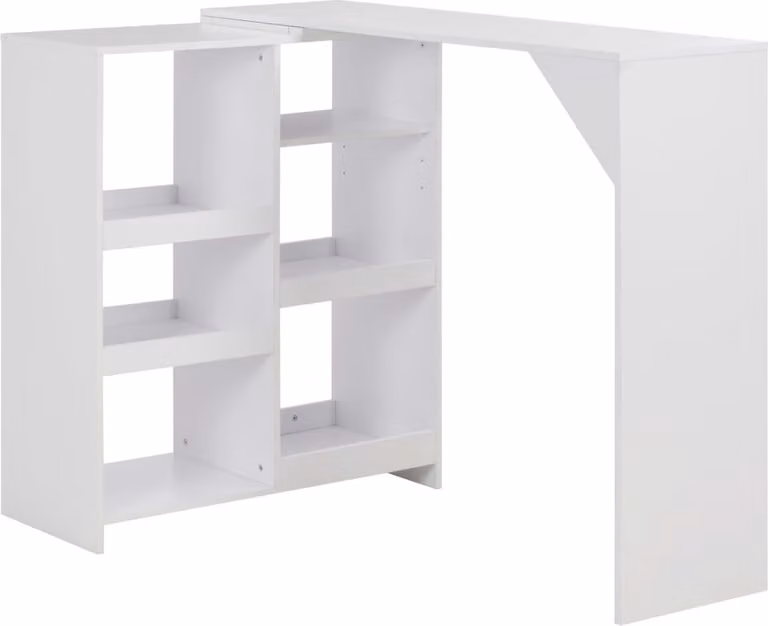 The Living Store Tavolo bar con ripiano mobile bianco 138x39x110 cm