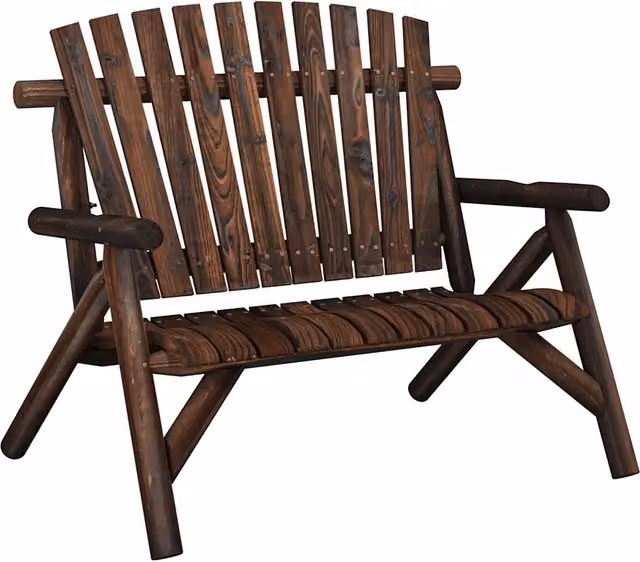 Panchina da giardino a 2 posti in legno di abete rosso marrone con braccioli L/P/H: 119 x 85 x 98 cm – 1