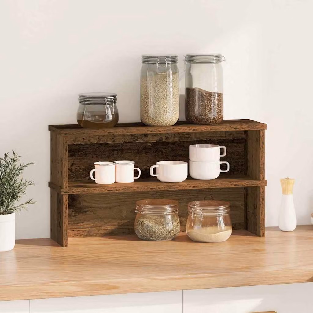 vidaXL Scaffali da Cucina Impilabili 2 pz Legno Vecchio 60x15x16 cm