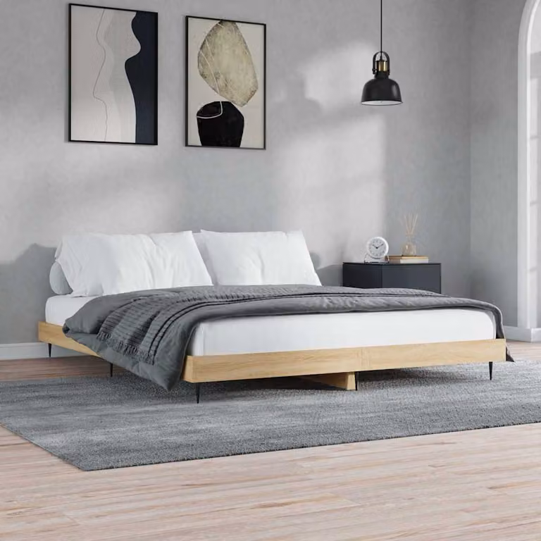 Giroletto senza materasso vidaXL in Rovere Sonoma e metallo, L/P: 200 x 200 cm
