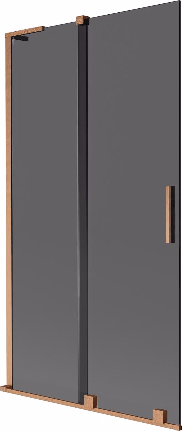 Mexen Velar L paratia per vasca da bagno a 2 ante scorrevoli 100 x 150 cm, grafite, rame spazzolato - 896-100-003-41-65