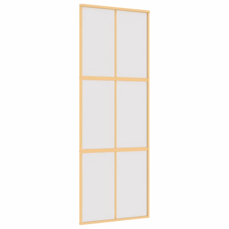 Porta Scorrevole Dorata 76x205 Vetro Smerigliato ESG Alluminio