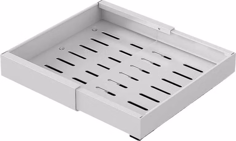 Organizzatore estensibile per armadi - Ripiano estensibile - Cesto estraibile - Larghezza regolabile - Taglia S - Metallo - Adatto per cucina/dispensa/bagno - Grigio chiaro