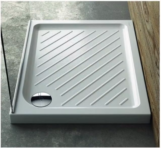 Piatto doccia rettangolare antiscivolo Gemma 2 in ceramica bianca Ceramica Dolomite L: 100 cm, P: 70 cm, H: 7 cm – 1