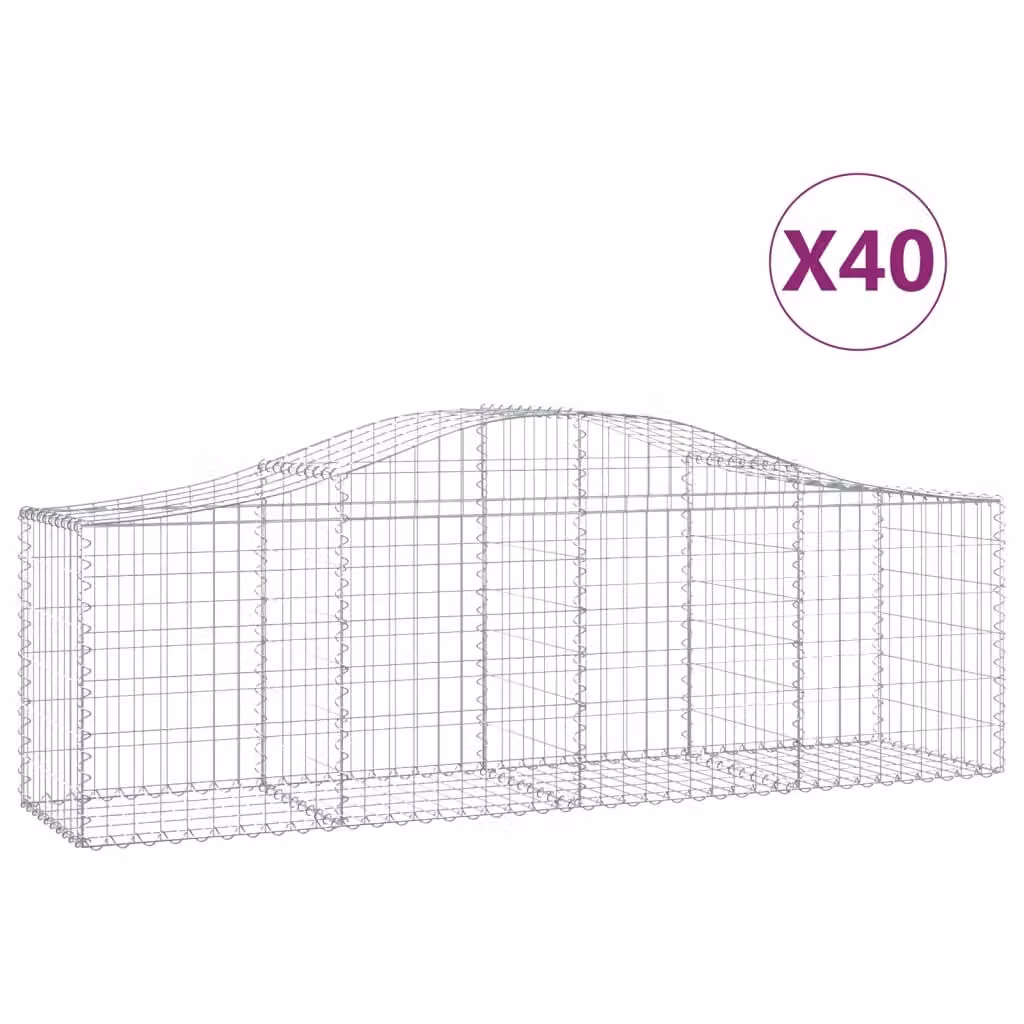 Cesti Gabbioni ad Arco 40 pz 200x50x60/80 cm Ferro Zincato