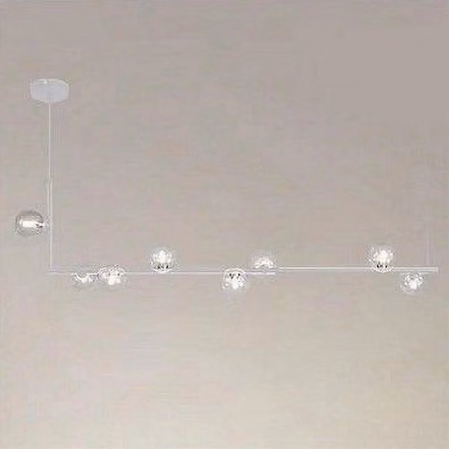 Lampadario a sospensione Trade Shop con 8 sfere in vetro trasparente e metallo bianco, design moderno, lampadine G9, altezza regolabile