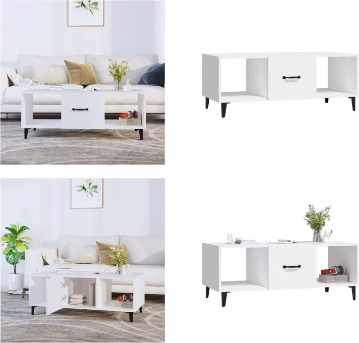 vidaXL Tavolino bianco 102x50x40 cm in legno - Tavolino - Tavoli da caffè - Tavolino - Tavolo da divano