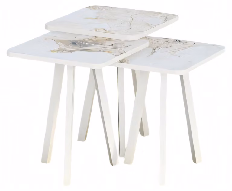 Weißes Holz Couchtisch-Set im modernen Design