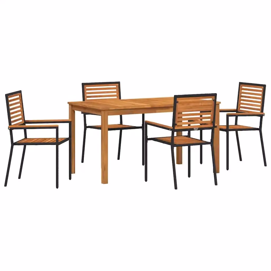 Set da pranzo per giardino e terrazza vidaXL in legno di acacia massello nero e marrone, 5 pezzi – 2
