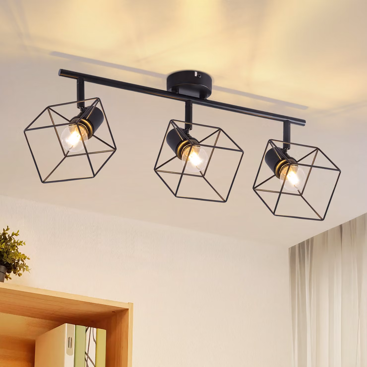 ZMH lampada da soffitto a 3 fiamme nera E14 plafoniera orientabile a 350° lampada vintage in metallo faretto da soffitto camera da letto lampada per corridoio cucina senza lampadina