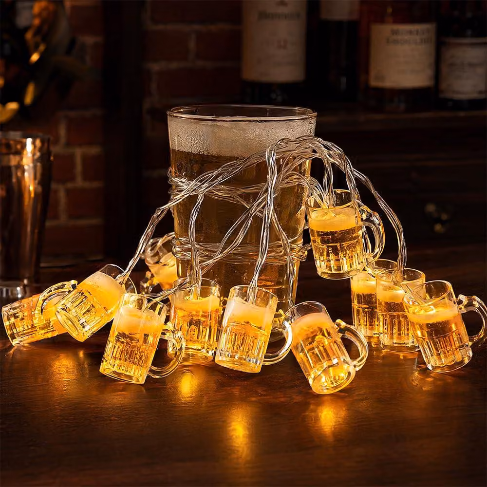 Catena luminosa a LED per bicchieri, lunghezza 1,5 metri, 10 LED, luce bianco caldo