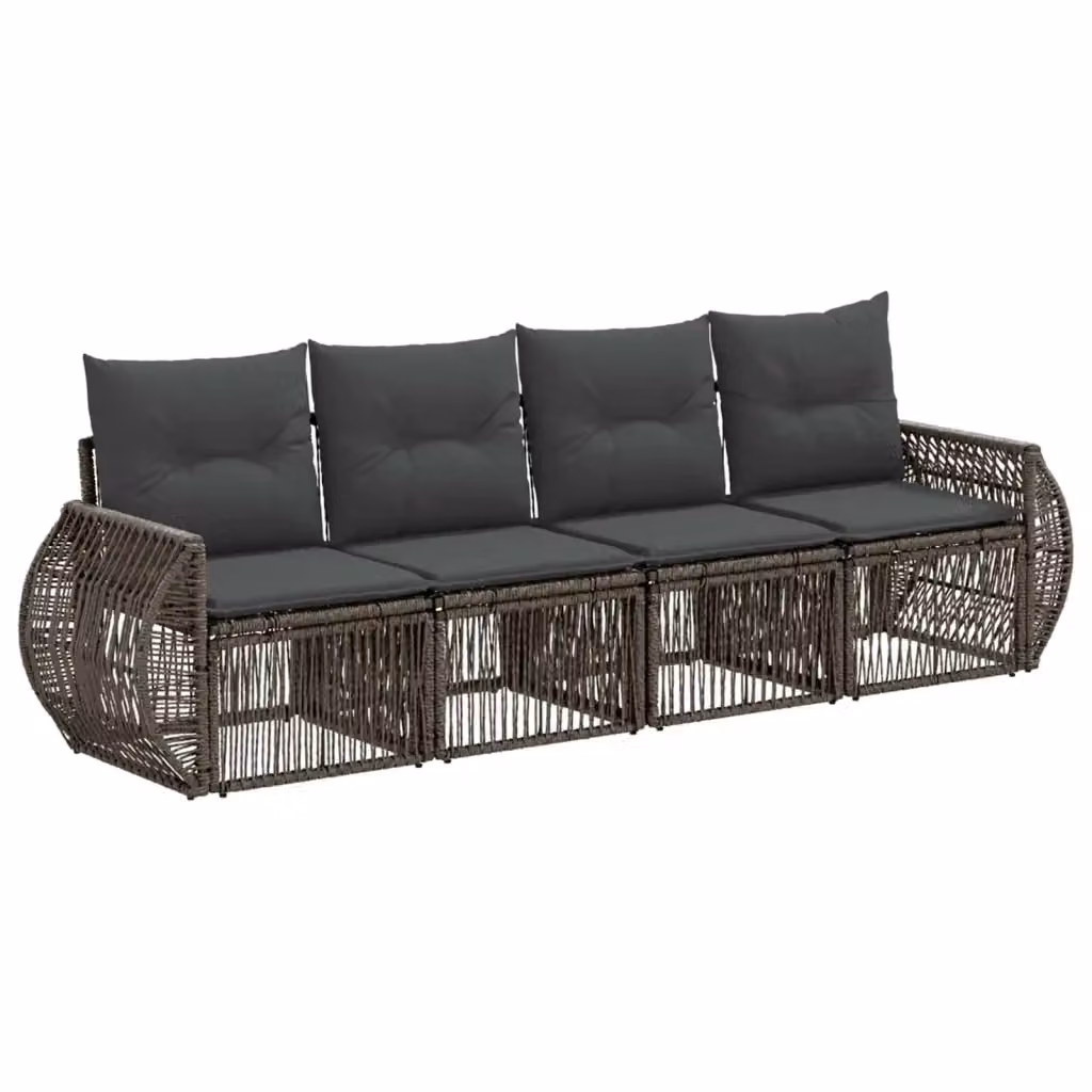 Set Divano da Giardino 4 Pezzi vidaXL in Polyrattan Grigio e Antracite con Cuscini Imbottiti e Coperture Rimovibili – 2
