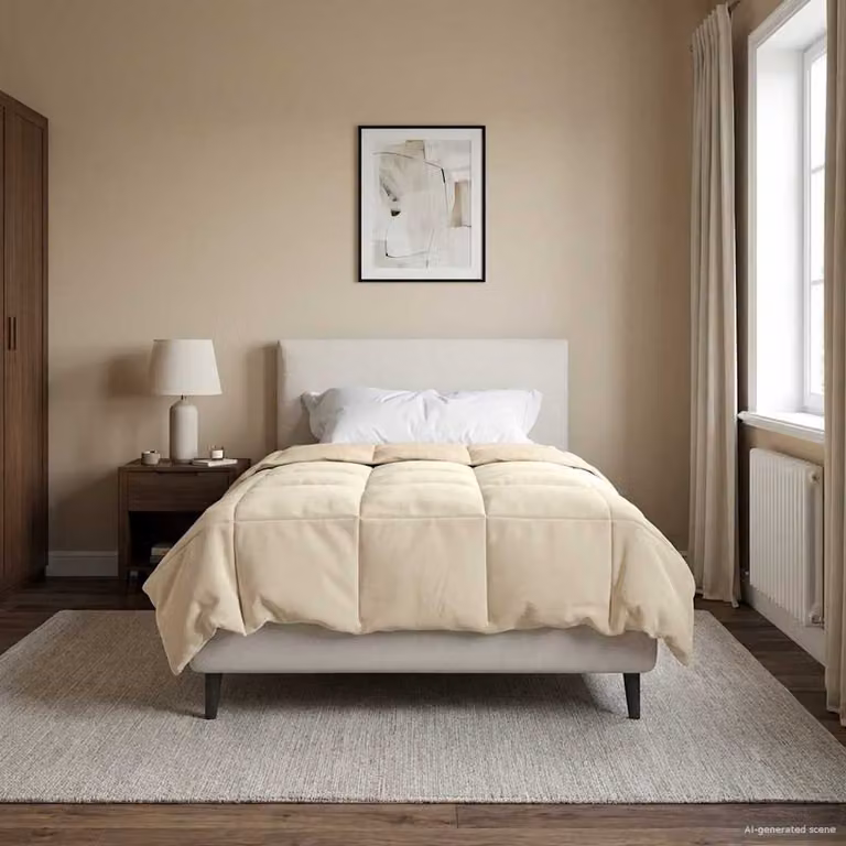 Piumino estivo traspirante e reversibile vidaXL in microfibra, beige, L/P: 135 x 200 cm