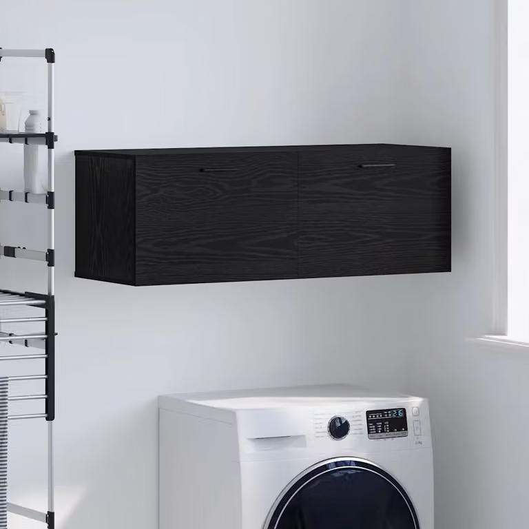 Mobiletto a muro moderno vidaXL in legno nero lucido L 100 x P 36,5 x H 35 cm
