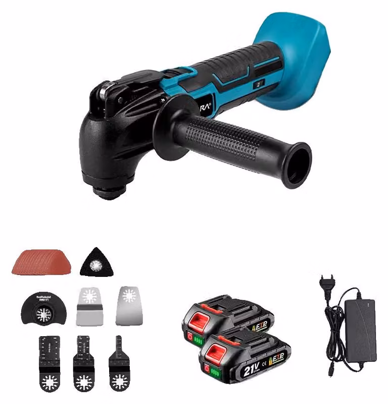 Utensile multifunzione oscillante, set di accessori da 22 pezzi, potenza regolabile, batteria 2x1.5Ah
