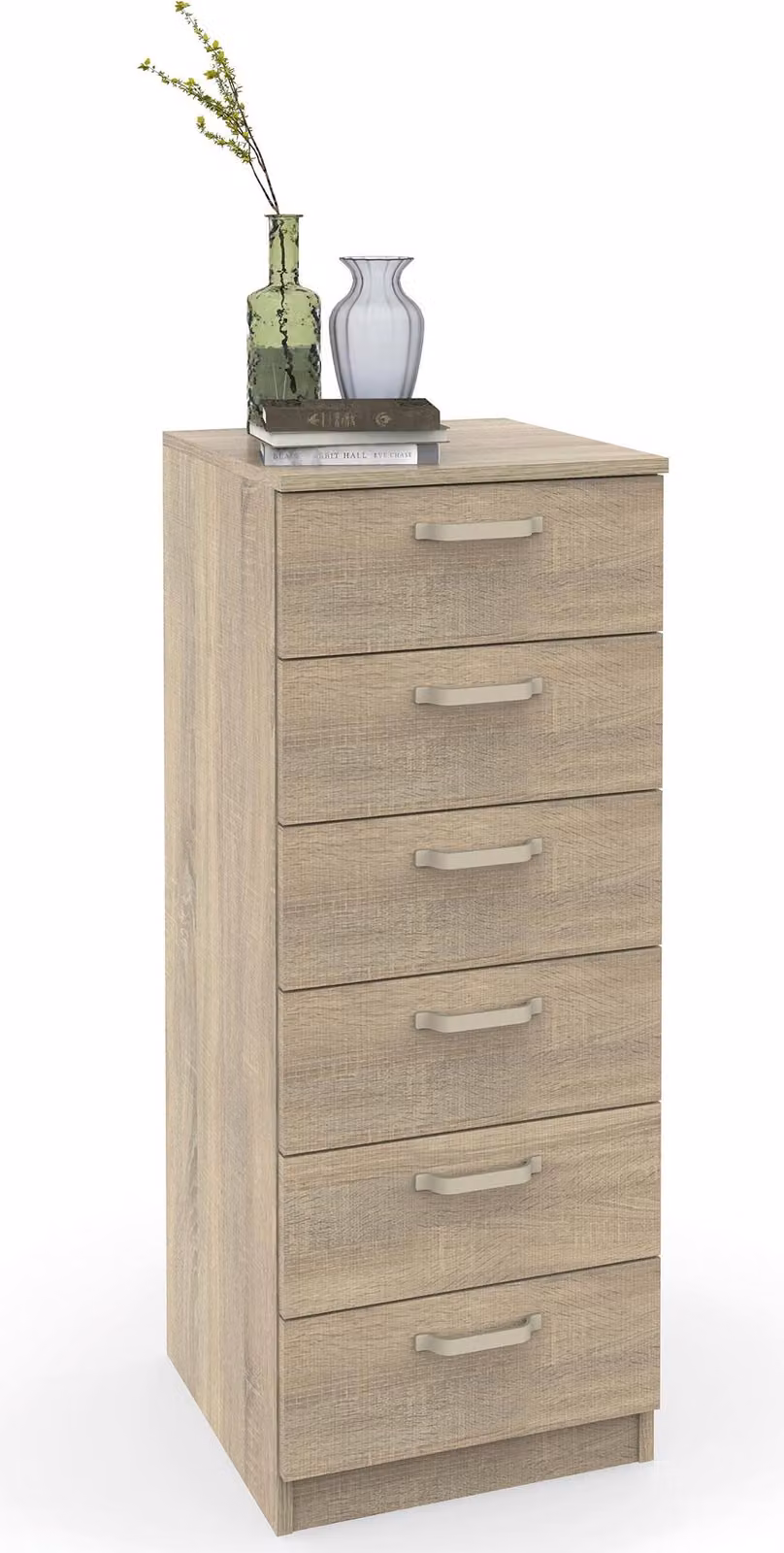 Pratica cassettiera da camera Briebe, cassettiera alta con 6 cassetti, 110x40x40 cm legno