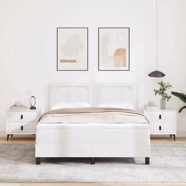 Letto con materasso a molle vidaXL in pelle sintetica bianca L/P: 140 x 200 cm