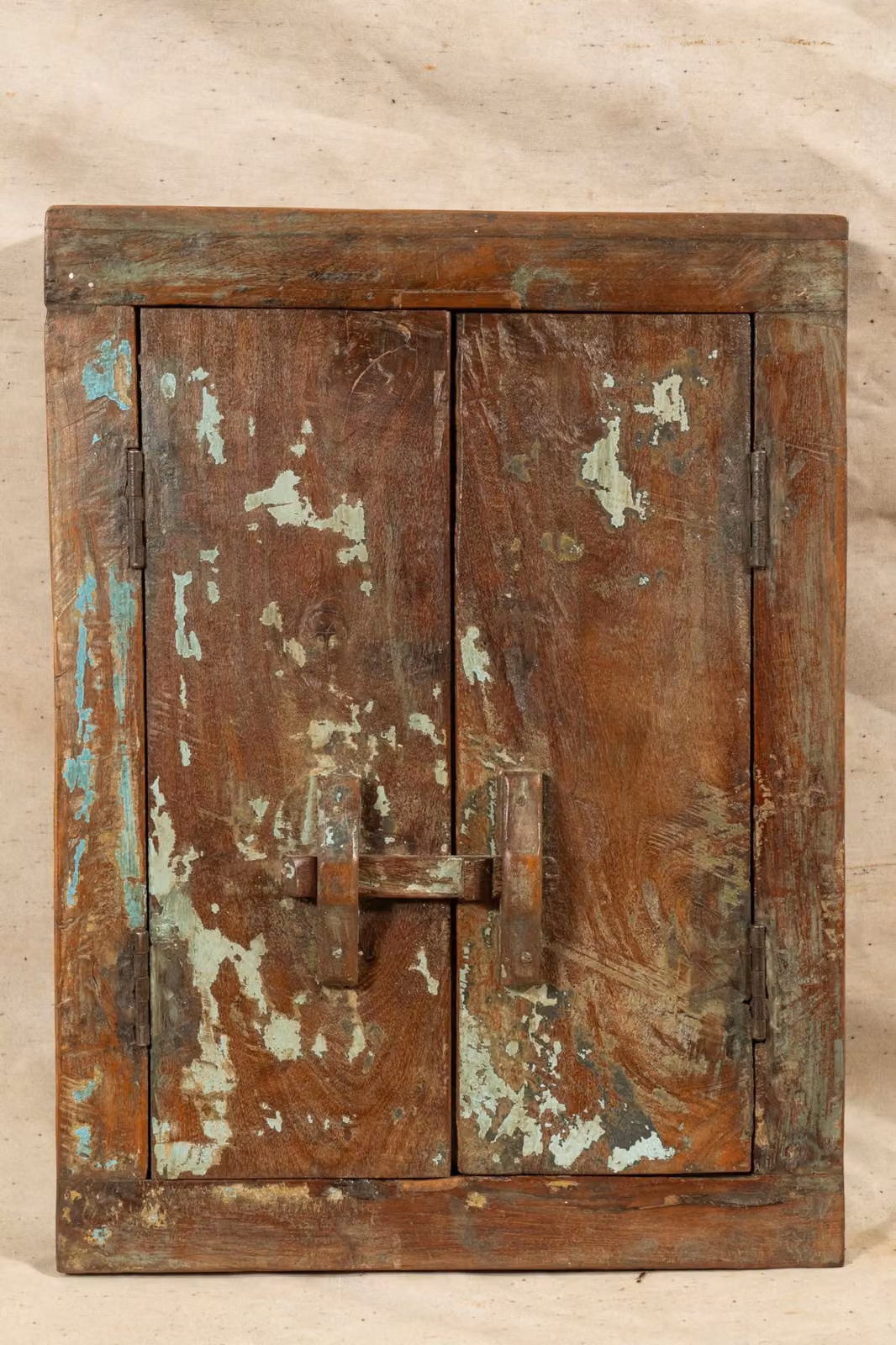 Telaio per porta interna in legno di teak, dimensioni 45,5x7,5x59,5 cm, restaurato