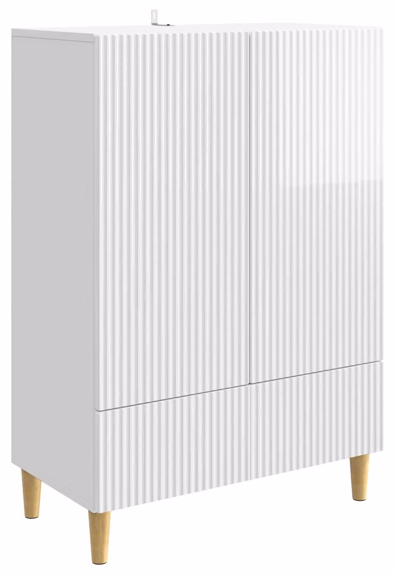 Credenza Bianco Lucido 66 x 34,5 x 95 cm Legno ingegnerizzato