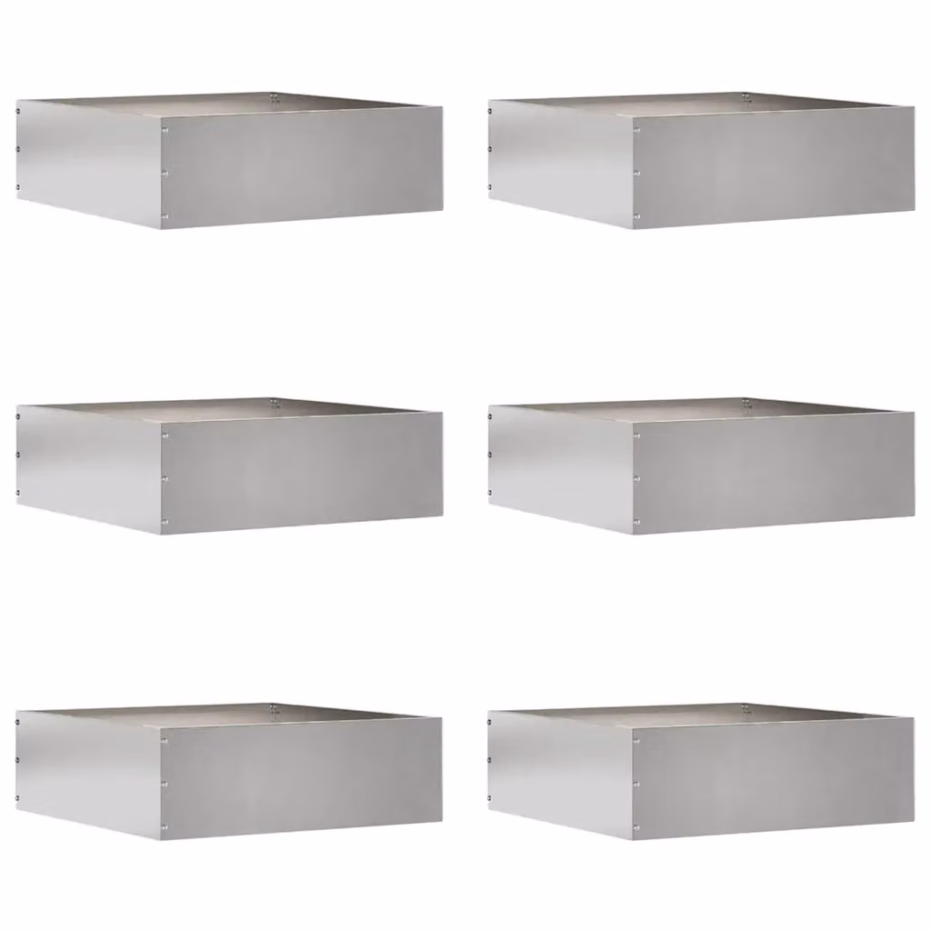 Set di 6 bordure per prato vidaXL in acciaio inox argento, L/P/H: 40 x 40 x 13 cm