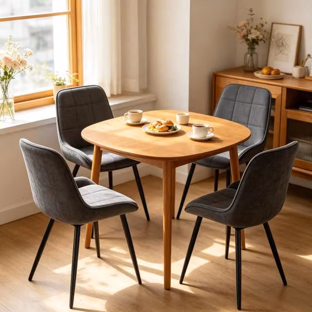 Sedie da pranzo, 4 pezzi in velluto con schienale ergonomico e gambe in metallo grigio scuro