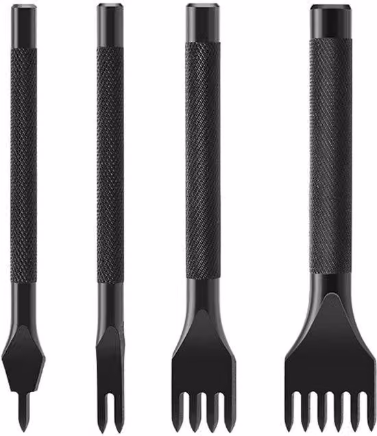 4 pezzi - Punzone in acciaio - 4 mm - 1/2/4/6 punte - Nero - Lunghezza 10 cm - Perforatore - Punzone - Per lavori fai da te