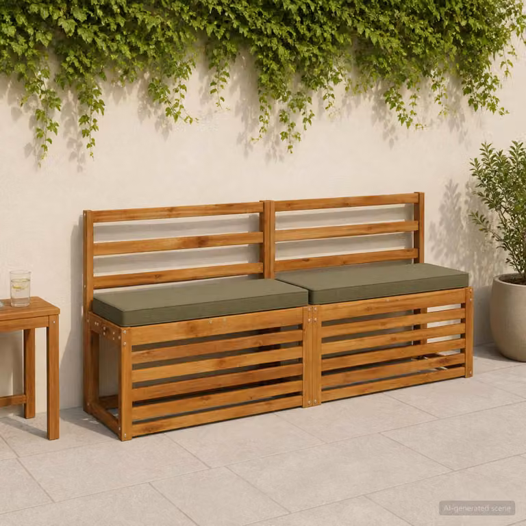 Set di 2 cuscini per panchina vidaXL in poliestere verde con rivestimento rimovibile e resistente ai raggi UV