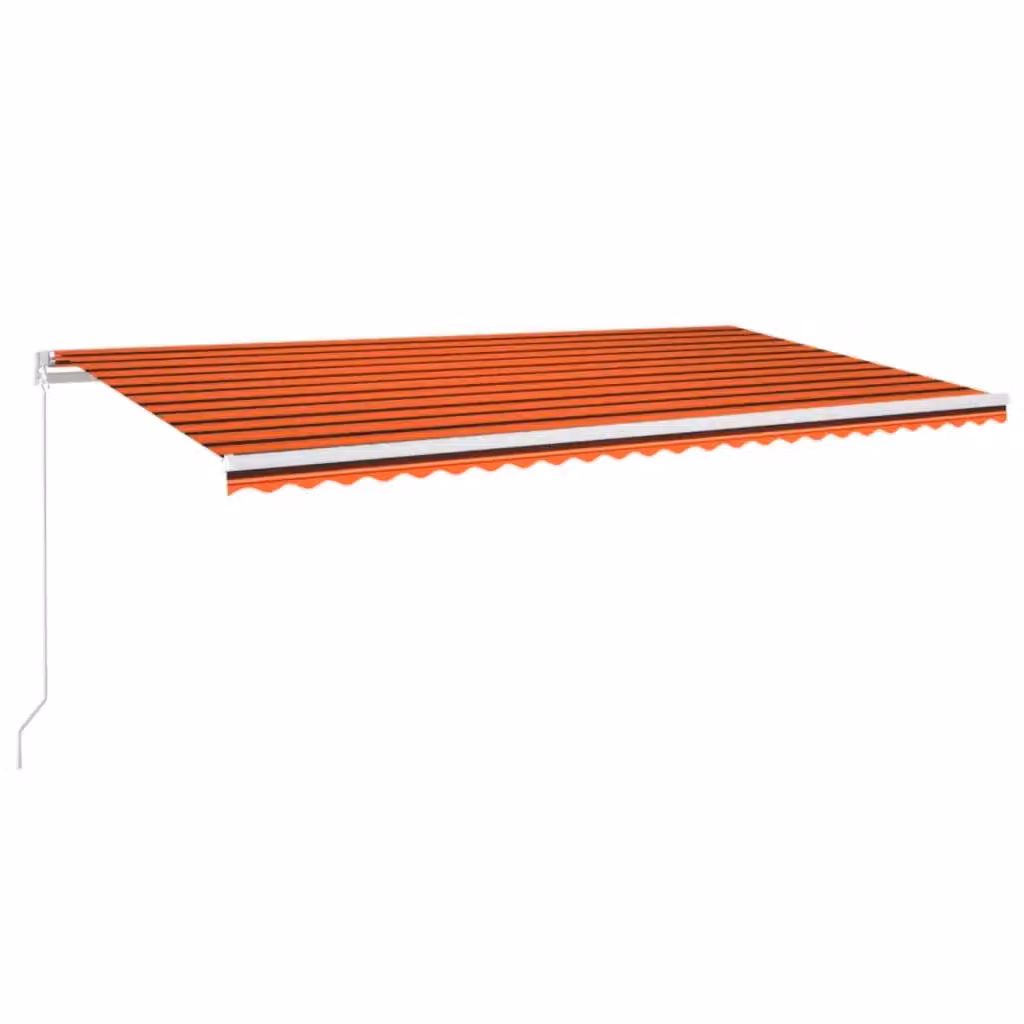 Tenda retrattile con bracci pieghevoli vidaXL in alluminio e poliestere, Arancione, Marrone e Bianco, L: 600 cm, P: 300 cm – 2