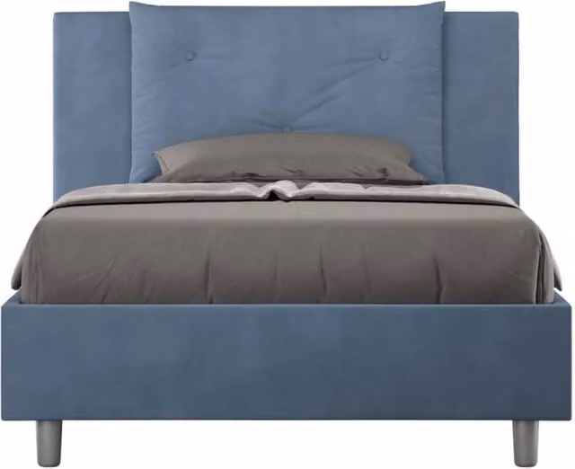 Letto una piazza e mezza senza rete imbottito 110x190 microfibra blu Appia