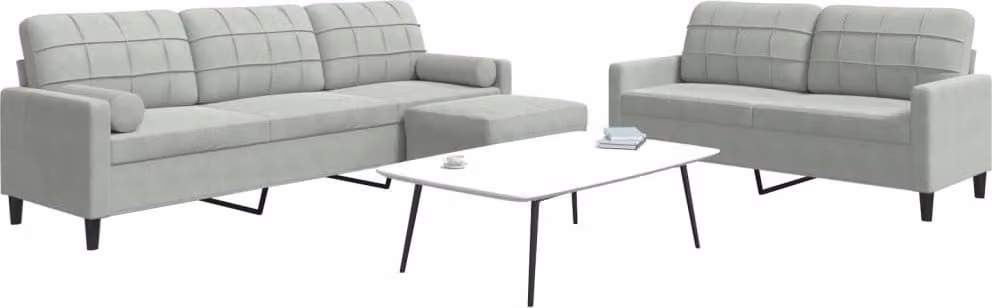 Maison Exclusive - Set divano 3 pezzi con cuscini e poggiatesta in velluto grigio chiaro