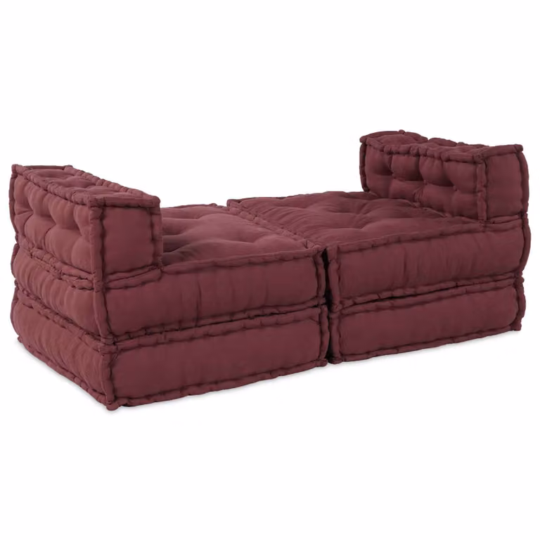 vidaXL Unità di Divano Modulare a L in Tessuto Rosso con Imbottitura in Schiuma, L/P/H: 210 x 140 x 56 cm