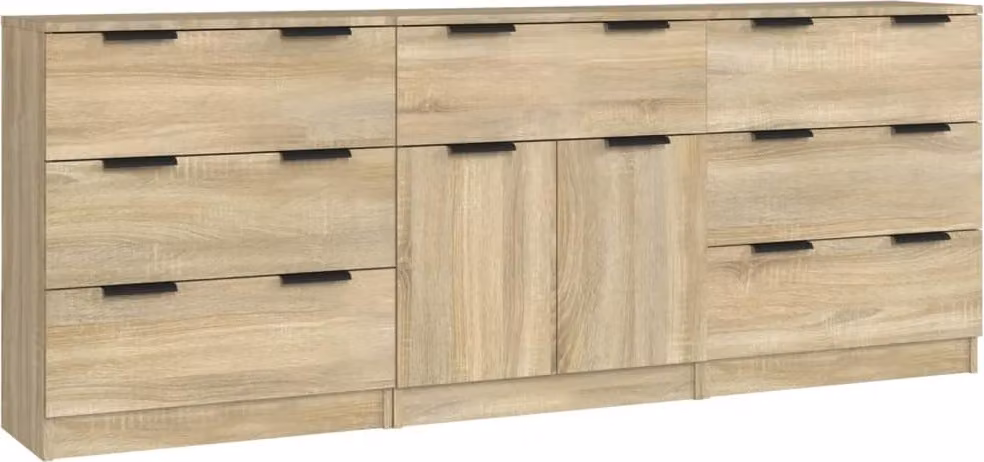 Credenze 3 pz Rovere Sonoma in Legno Multistrato