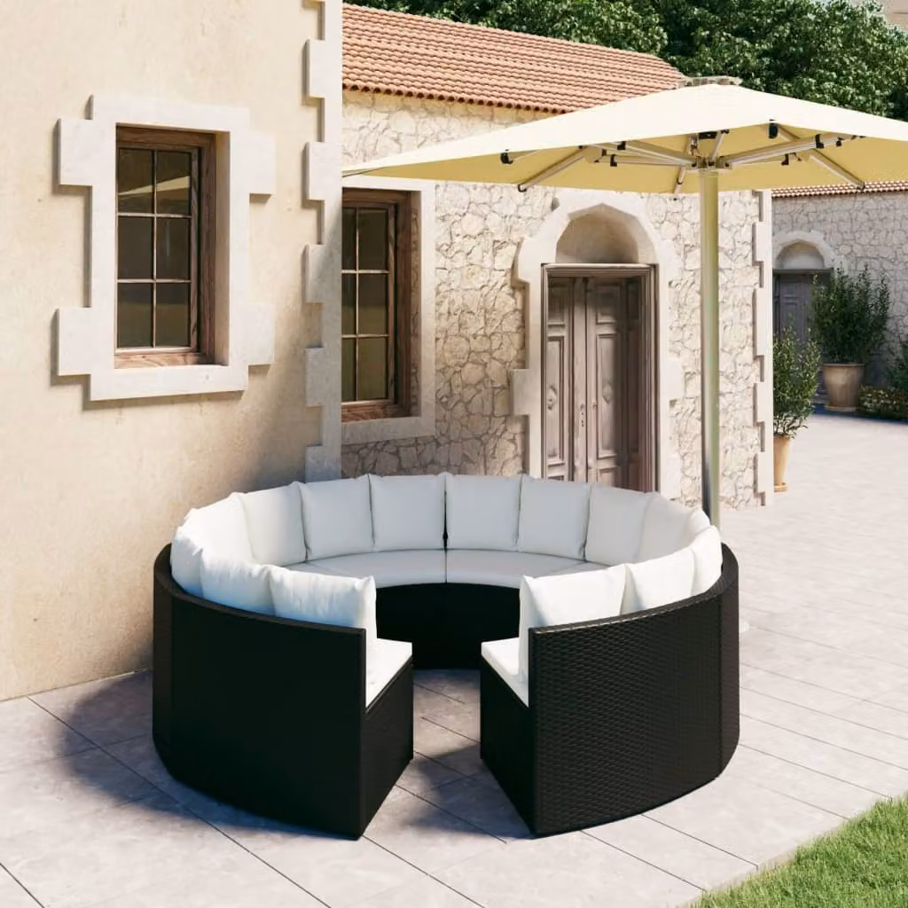 Maison Exclusive - Set da giardino composto da 8 pezzi con cuscini in rattan sintetico nero