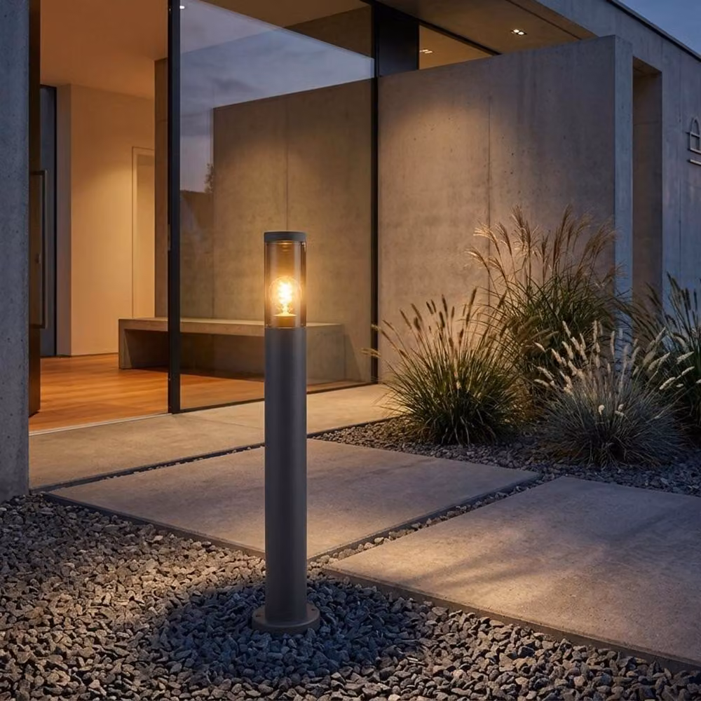 Lampada da terra LED RGB, acciaio inox, fumo, antracite, H 80 cm