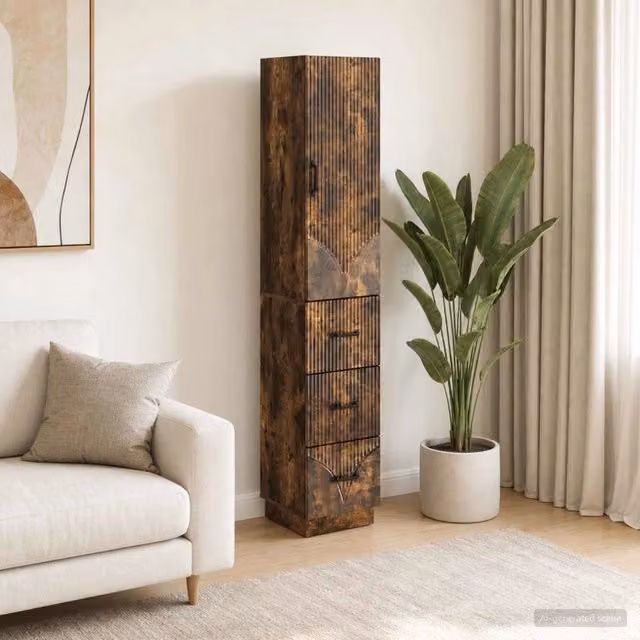 Set di 2 armadi moderni vidaXL in legno e MDF marrone con ante scorrevoli e ripiani interni L: 33 cm, P: 34,5 cm, H: 87 cm