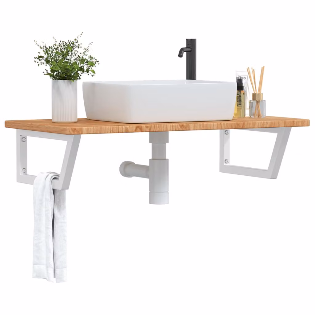 vidaXL Ripiano da parete per bagno in legno di rovere e metallo, moderno, marrone e bianco