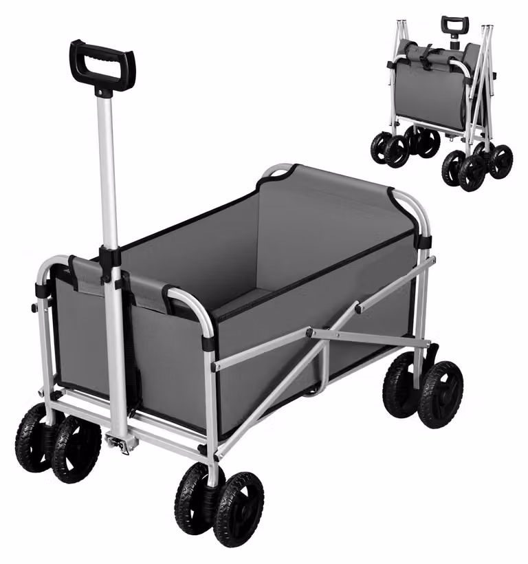 Carrello per la movimentazione di materiali - Carrello a mano - Carrello pieghevole - Carrello per il trasporto - con ruote doppie e freni - Carrello per il trasporto