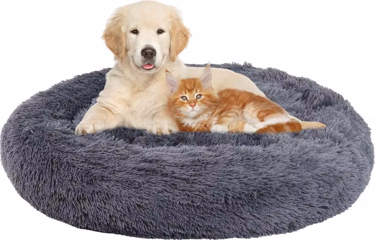 Jayseuw cane letto peluche posto letto cane cuscino gatto lavabile antiscivolo confortevole rotondo 80cm grigio scuro
