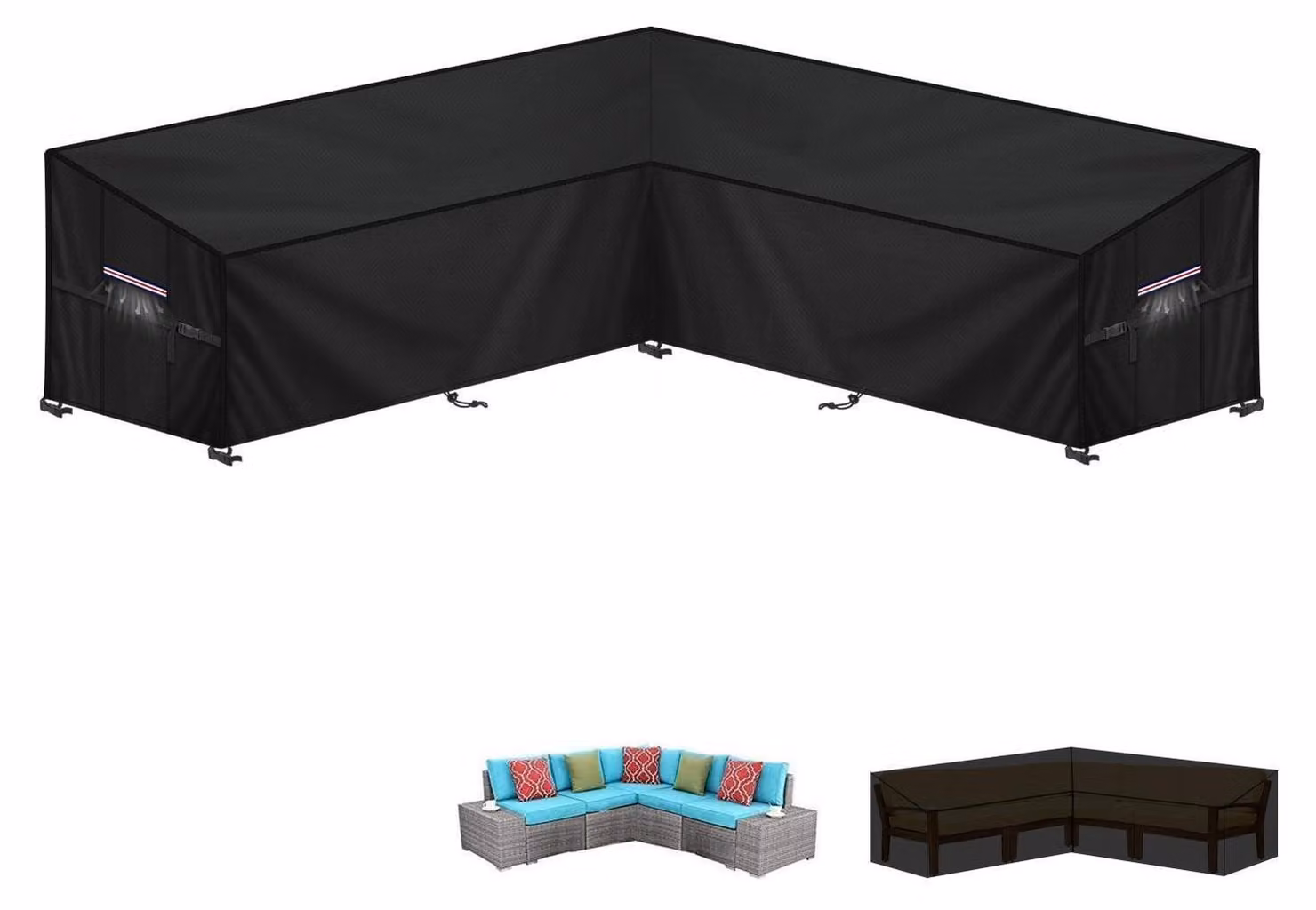 Copertura impermeabile per mobili da giardino, forma a L, tessuto Oxford 420D, dimensioni 217x217x87x80/60 cm