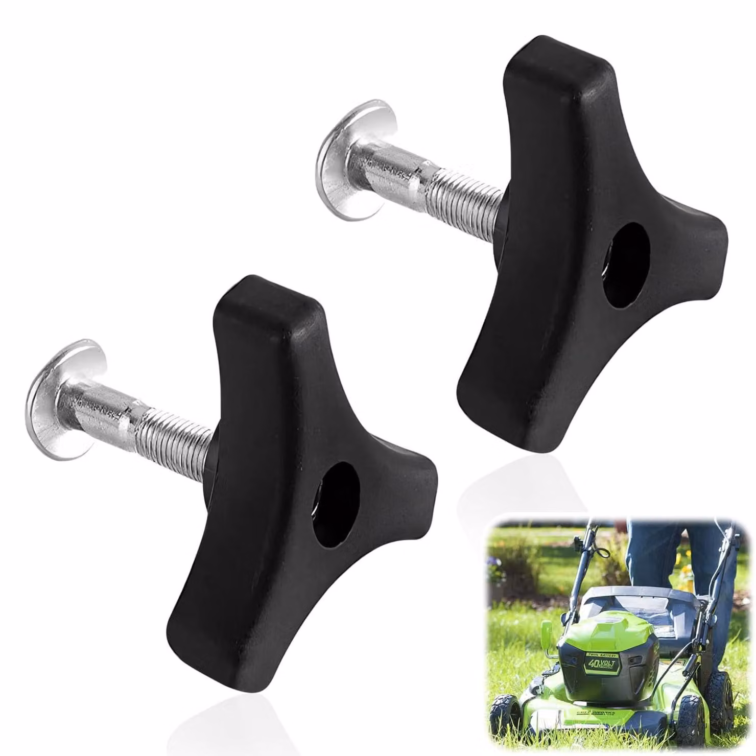 Greepbout per tagliaerba - Set da 2 pezzi - 55 mm x 43 mm - Metallo inossidabile