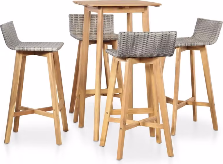 The Living Store Set da pranzo da giardino 5 pz. Set da pranzo da giardino in legno massiccio di acacia