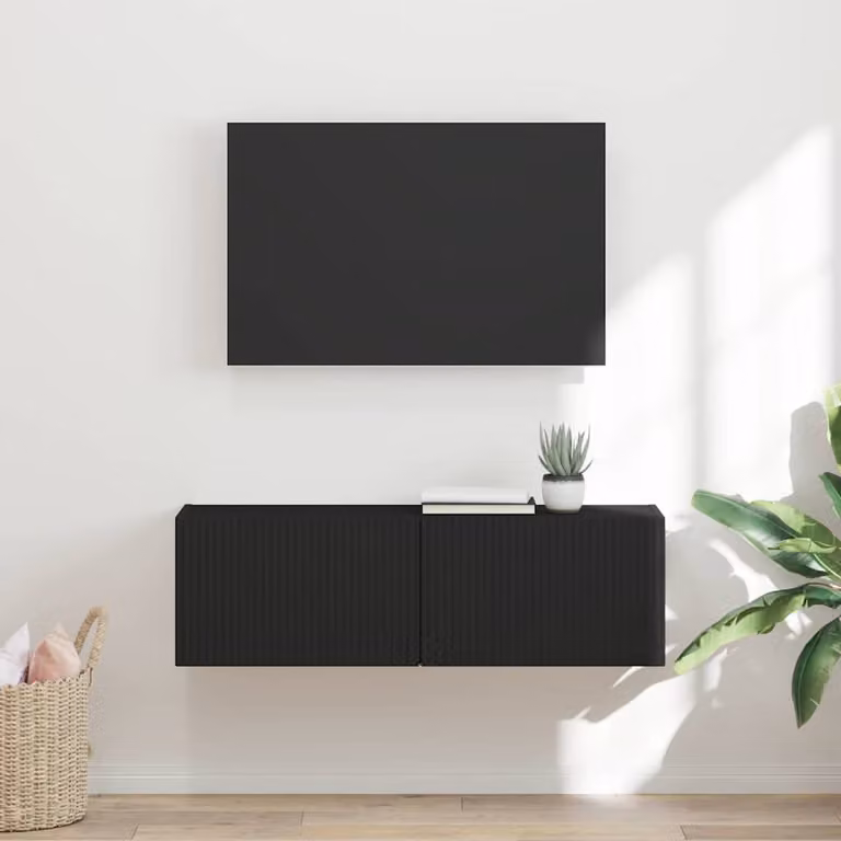 Mobile TV da parete vidaXL in legno MDF nero opaco L: 98 cm, P: 31 cm, H: 29,5 cm