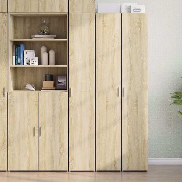 Credenza-Buffet-Armadio da cucina Rovere Sonoma 30x42,5x185 cm in Legno Multistrato 592784