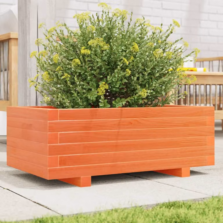 Fioriera da giardino vidaXL in legno di pino massello, colore marrone, L 70 x P 40 x H 26,5 cm