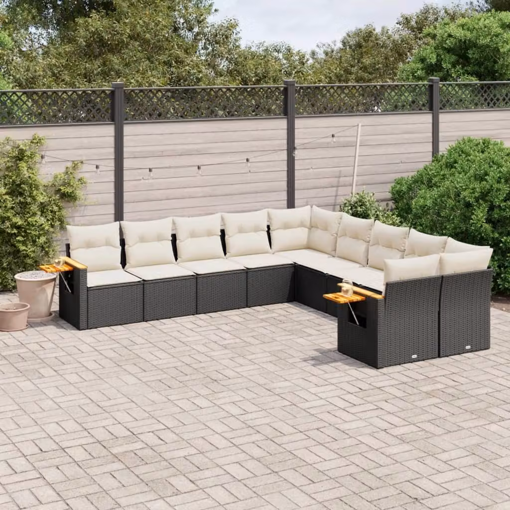Maison Exclusive - Set Divani da Giardino 10pz con Cuscini in Polyrattan Nero