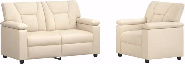 Set di 2 divani moderni vidaXL in similpelle beige con struttura in metallo e coperture rimovibili